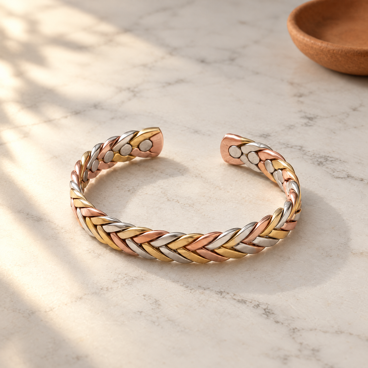 June's Stone Copper Bracelet – pure copper bracelet on a warm neutral background - photo 1