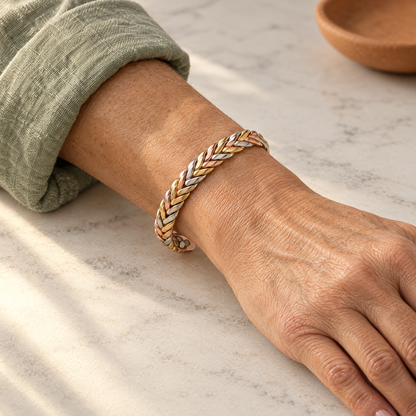 June's Stone Copper Bracelet – pure copper bracelet on a warm neutral background - photo 2