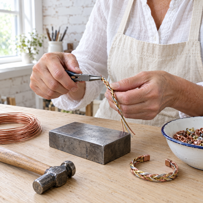 June's Stone Copper Bracelet - pure copper bracelet on a warm neutral background - photo 3