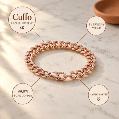 June's Cuffo Copper Bracelet – pure copper bracelet on a warm neutral background - photo 5