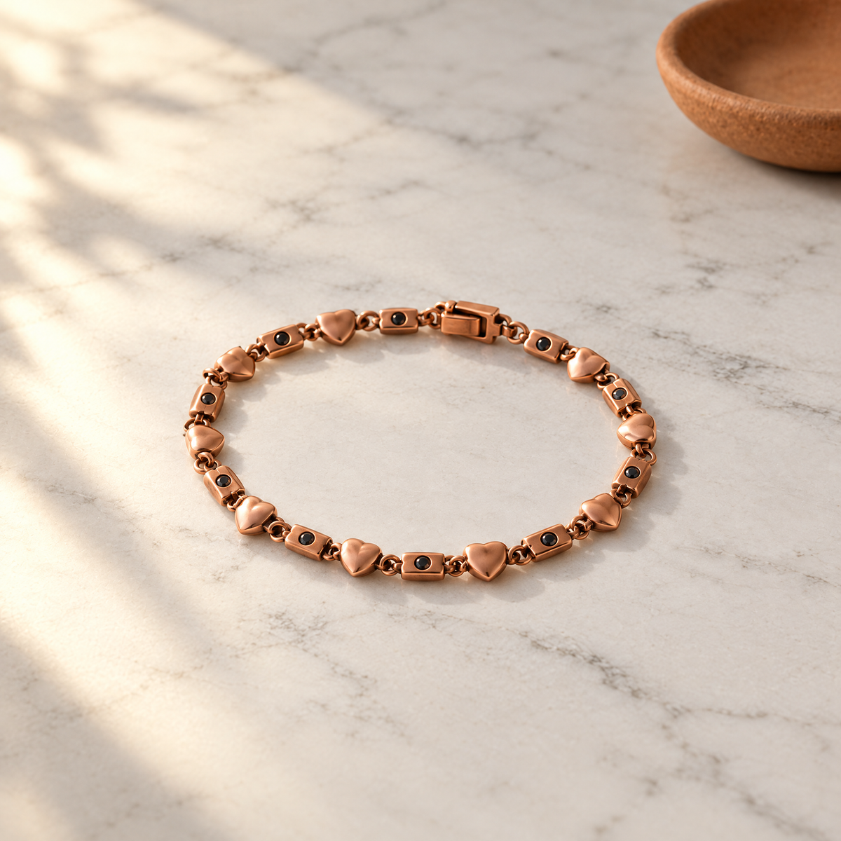 June's Amor Copper Anklet – pure copper anklet on a warm neutral background - photo 2