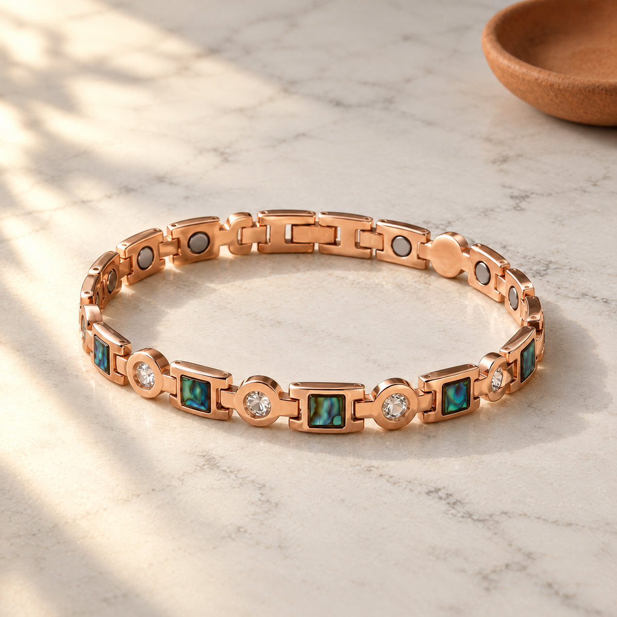 June's Salvia Big Copper Bracelet – pure copper bracelet on a warm neutral background - photo 1