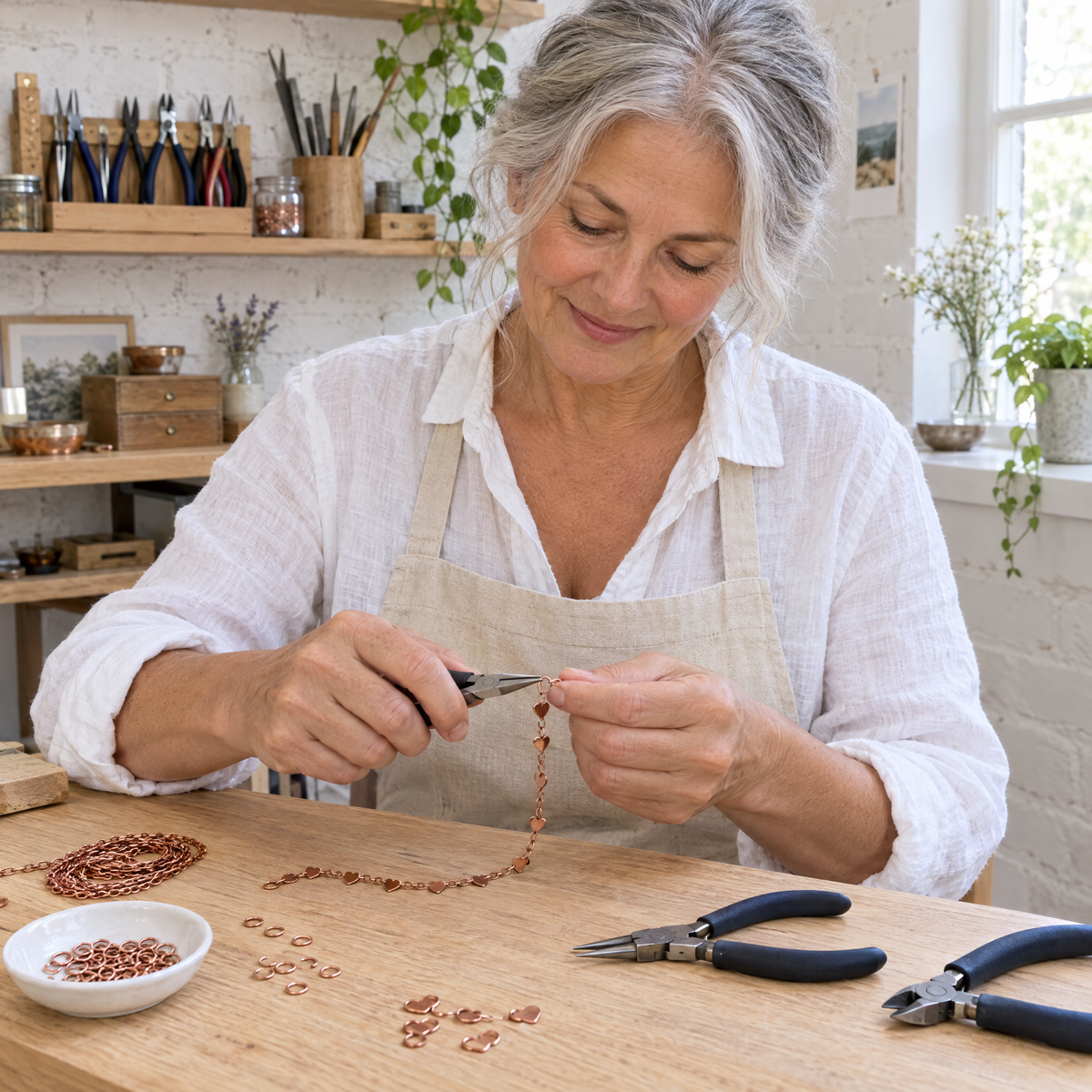 June's Amor Copper Anklet – pure copper anklet on a warm neutral background - photo 5