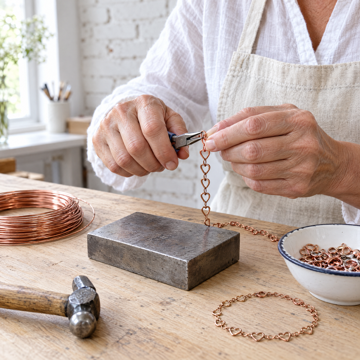 June's Amor Copper Anklet – pure copper anklet on a warm neutral background - photo 6