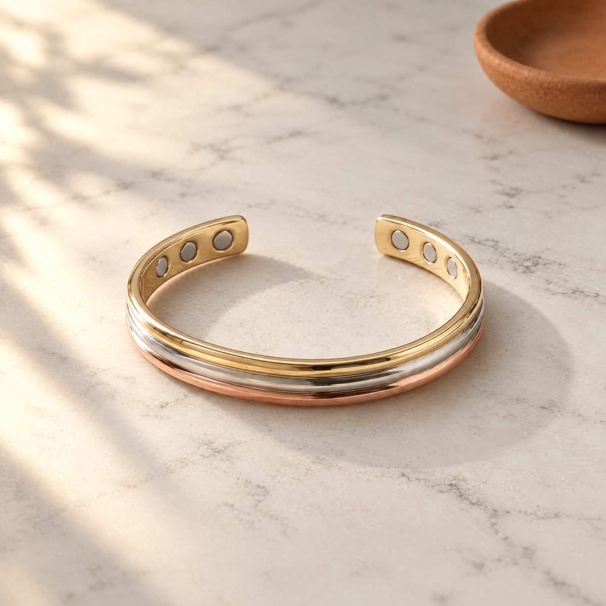 June's Fell Copper Bracelet – pure copper bracelet on a warm neutral background - photo 1