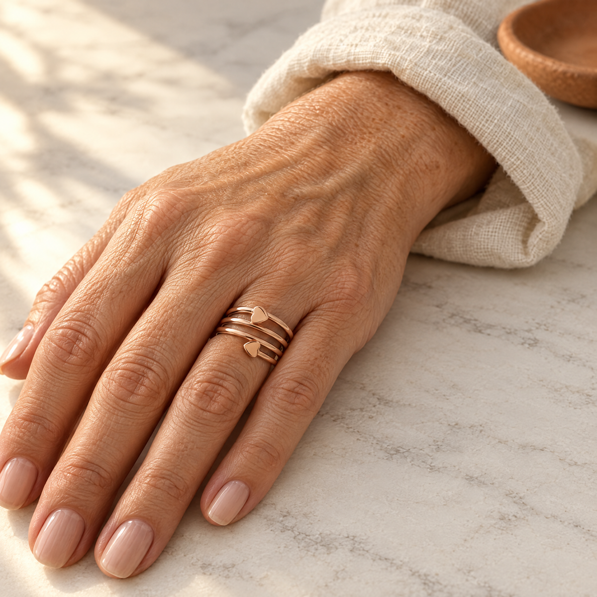 June's Blush Copper Ring – pure copper ring on a warm neutral background - photo 2