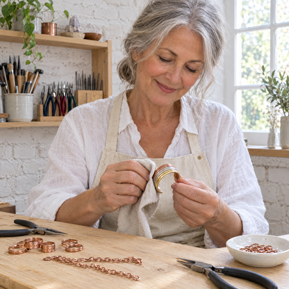 June's Fell Copper Bracelet – pure copper bracelet on a warm neutral background - photo 5