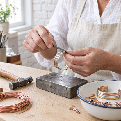 June's Fell Copper Bracelet – pure copper bracelet on a warm neutral background - photo 4