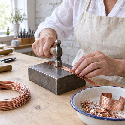 June's Lodestone Copper Bracelet – pure copper bracelet on a warm neutral background - photo 5
