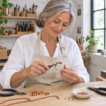 June's Lodestone Copper Bracelet – pure copper bracelet on a warm neutral background - photo 6